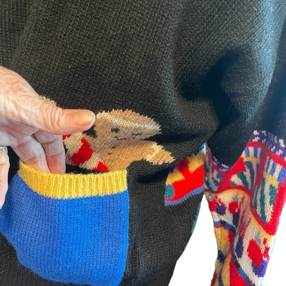 Vintage The Eagles Eye Shetland Wool Christmas Cardigan Novelty Pocket Medium - Picture 4 of 11